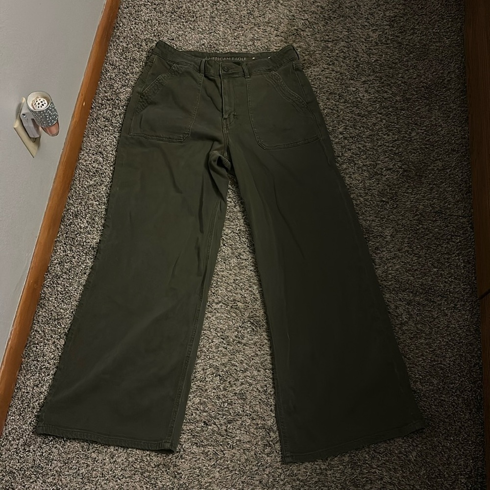 American Eagle super high rise baggy wide leg stovepipe pants size 12